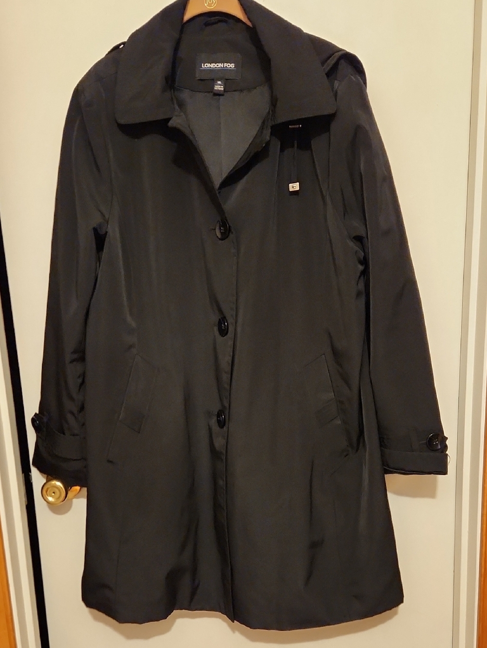 London Fog Women's Black Trench Coat With Hood XL